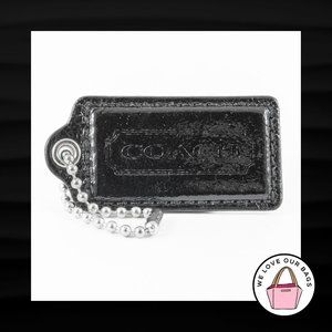 2.5" Large COACH BLACK PATENT LEATHER KEY FOB BAG CHARM KEYCHAIN HANGTAG TAG